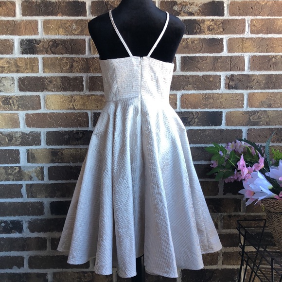 SAU Anthropology Ivory Champagne Spaghetti Strap Dress - Picture 7 of 12